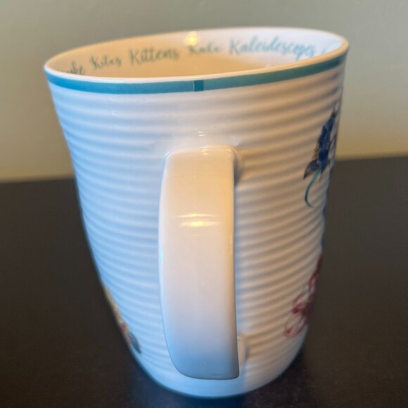 LISA AUDIT Letter "K" Initial Monogram Ceramic Mug ~ Floral Motif ~ Ribbing - Picture 7 of 13